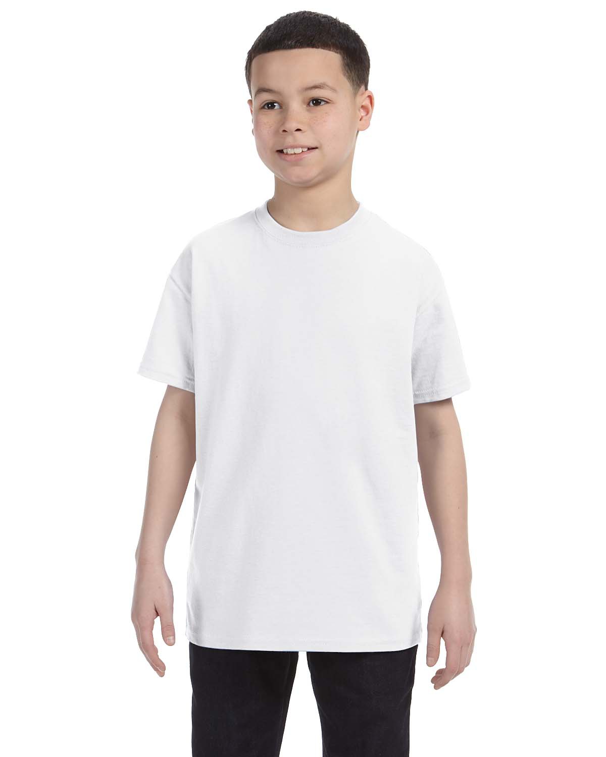 Jerzees 29B Youth Dri-Power 50/50 T-Shirt in White size Large | Cotton Polyester 29BR