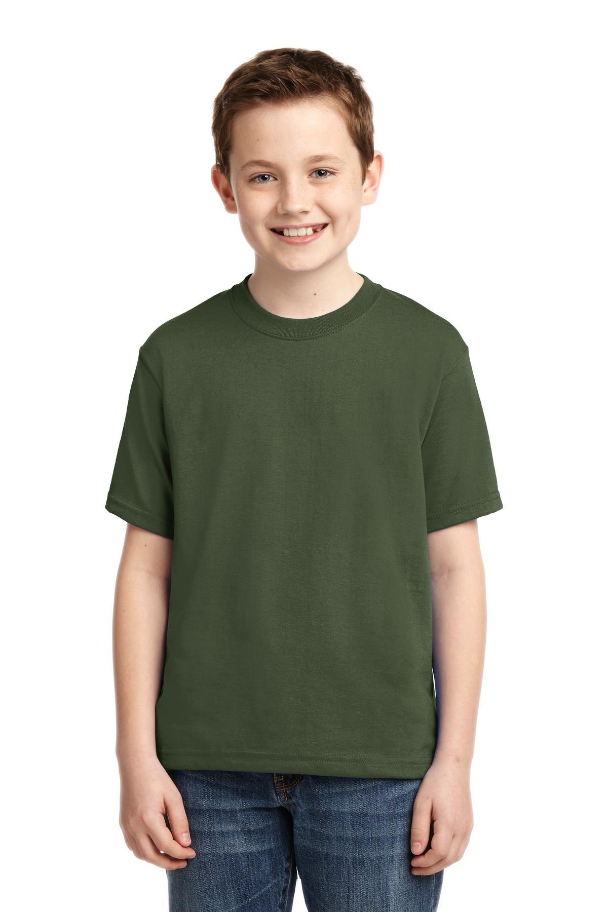 Jerzees 29B Youth Dri-Power 50/50 T-Shirt in Military Green size XS | Cotton Polyester 29BR