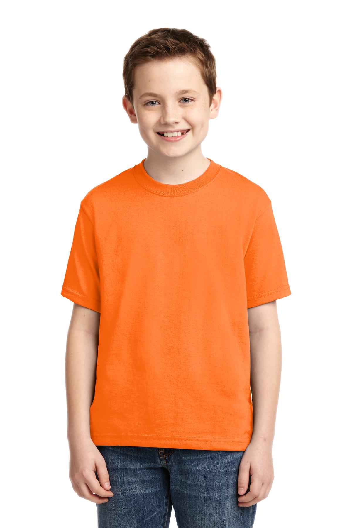 Jerzees 29B Youth Dri-Power 50/50 T-Shirt in Safety Orange size Large | Cotton Polyester 29BR