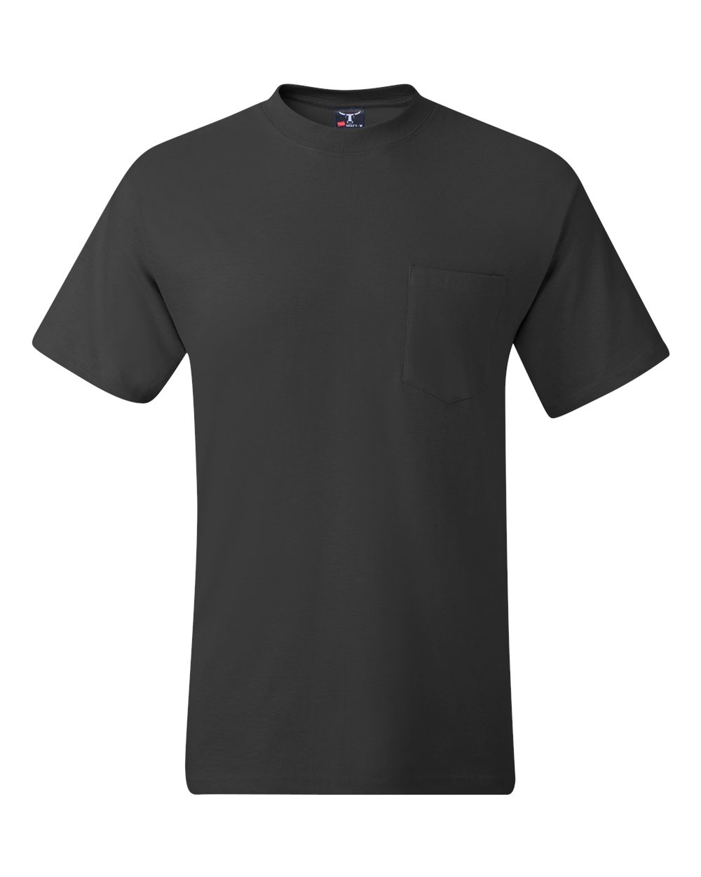 Hanes 5190P Adult Beefy-T-Shirt with Pocket in Smoke Grey size Large | Ringspun Cotton 5190