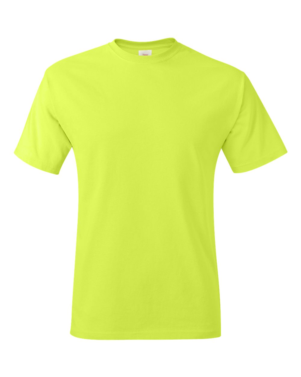 Hanes 5250T Men's Authentic-T T-Shirt in Safety Green size Large | Cotton 5250