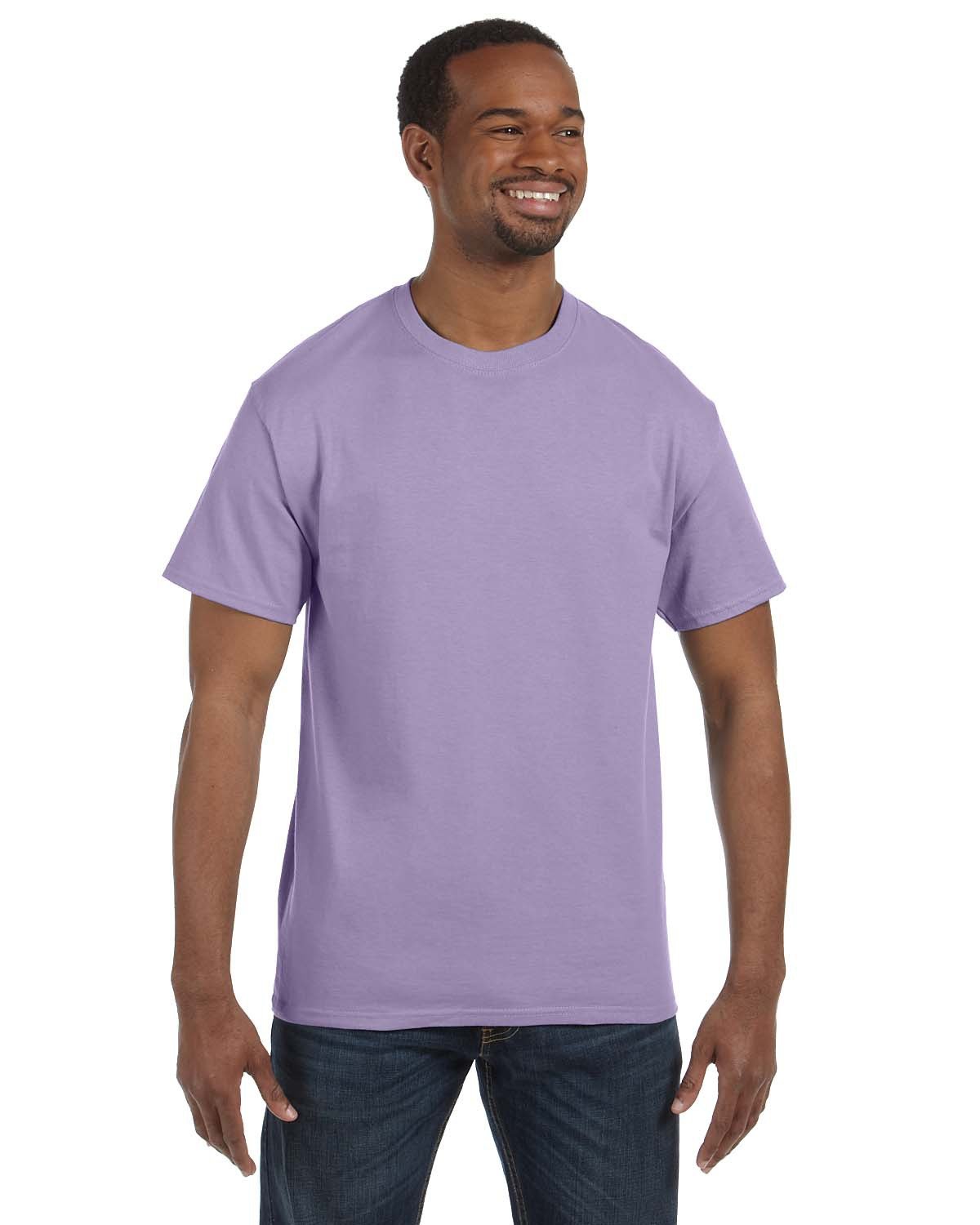 Hanes 5250T Men's Authentic-T T-Shirt in Lavender size Large | Cotton 5250