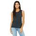 Bella + Canvas B8803 Women's Flowy Scoop Muscle Tank Top in Black Marble size XL | Ringspun Cotton 8803, BC8803