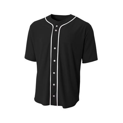 A4 N4184 Athletic Shorts Sleeve Full Button Baseball Top in Black size 3XL | Cotton/Polyester Blend A4N4184