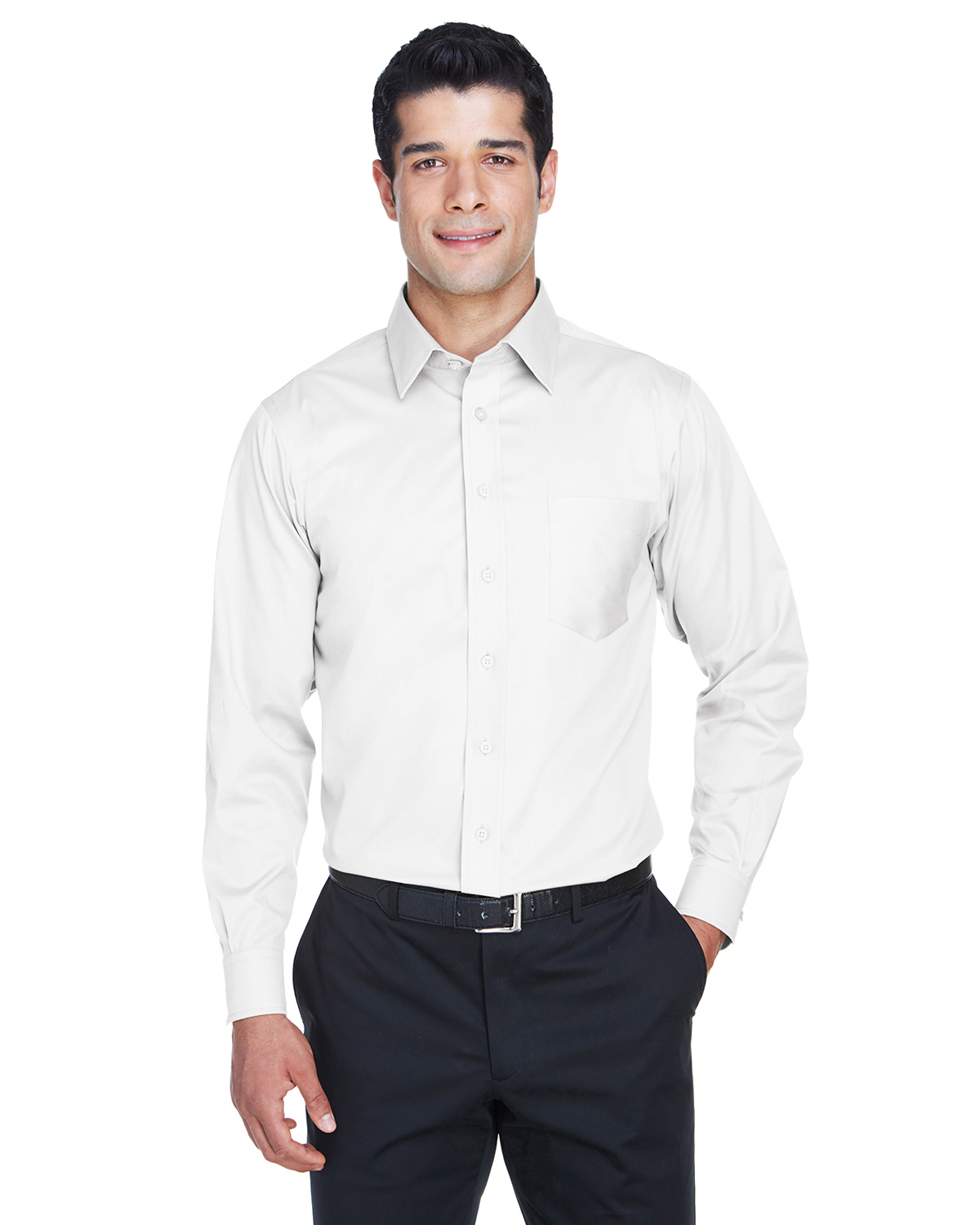 Devon & Jones DG530 Men's Crown Woven Collection Solid Stretch Twill in White size Large | Triblend