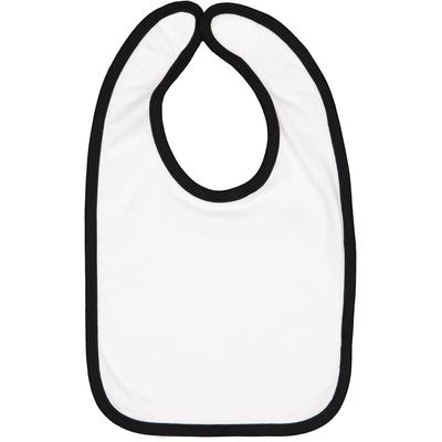 Rabbit Skins RS1004 Infant Contrast Trim Bib in White/Black | Cotton 1004, LA1004