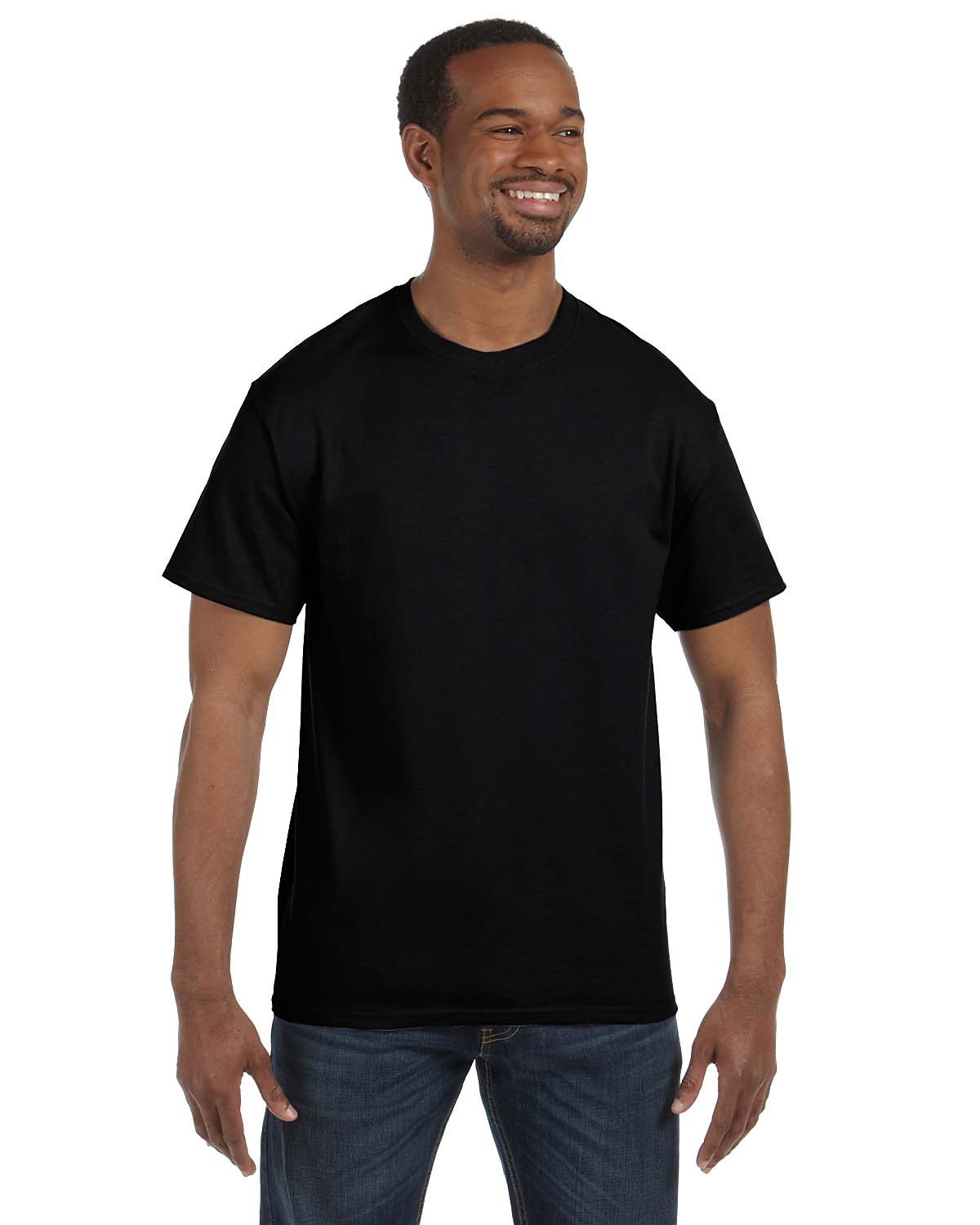 Hanes 5250T Men's Authentic-T T-Shirt in Black size 3XL | Cotton 5250