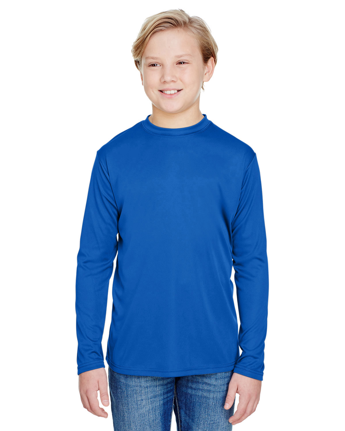 A4 NB3165 Youth Performance Crew in Royal Blue size Medium | Polyester A4NB3165