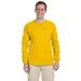 Gildan G240 Cotton Long Sleeve T-Shirt in Gold size Large 2400, G2400