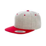 Yupoong 6089MT Adult 6-Panel Structured Flat Visor Classic Two-Tone Snapback Cap in Heather/Red | Wool 6089M, FF6089M, FF6089CM, 6089MC, 6089CAMO, 6089TC, 6089