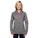 J America JA8616 Women's Cosmic Contrast Fleece Hood T-Shirt in Charcoal Fleck/Fire Coral size Small | Polyester 8616,