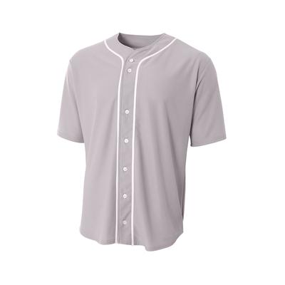 A4 N4184 Athletic Shorts Sleeve Full Button Baseball Top in Grey size Small | Cotton/Polyester Blend A4N4184