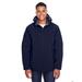 North End 88159 Men's Glacier Insulated Three-Layer Fleece Bonded Soft Shell Jacket with Detachable Hood in Classic Navy Blue size XL | Polyester