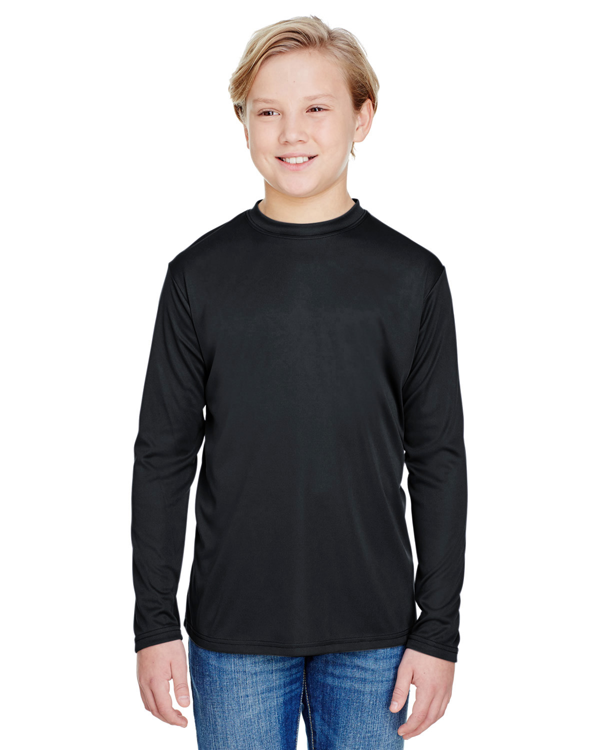 A4 NB3165 Youth Performance Crew in Black size XL | Polyester A4NB3165