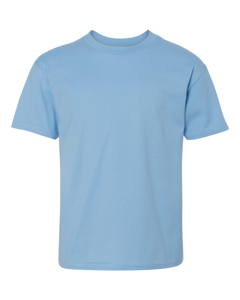 Hanes 498Y Youth Perfect-T T-Shirt in Light Blue size XS | Cotton/Polyester Blend