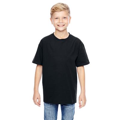 Hanes 498Y Youth Perfect-T T-Shirt in Black size Medium | Cotton