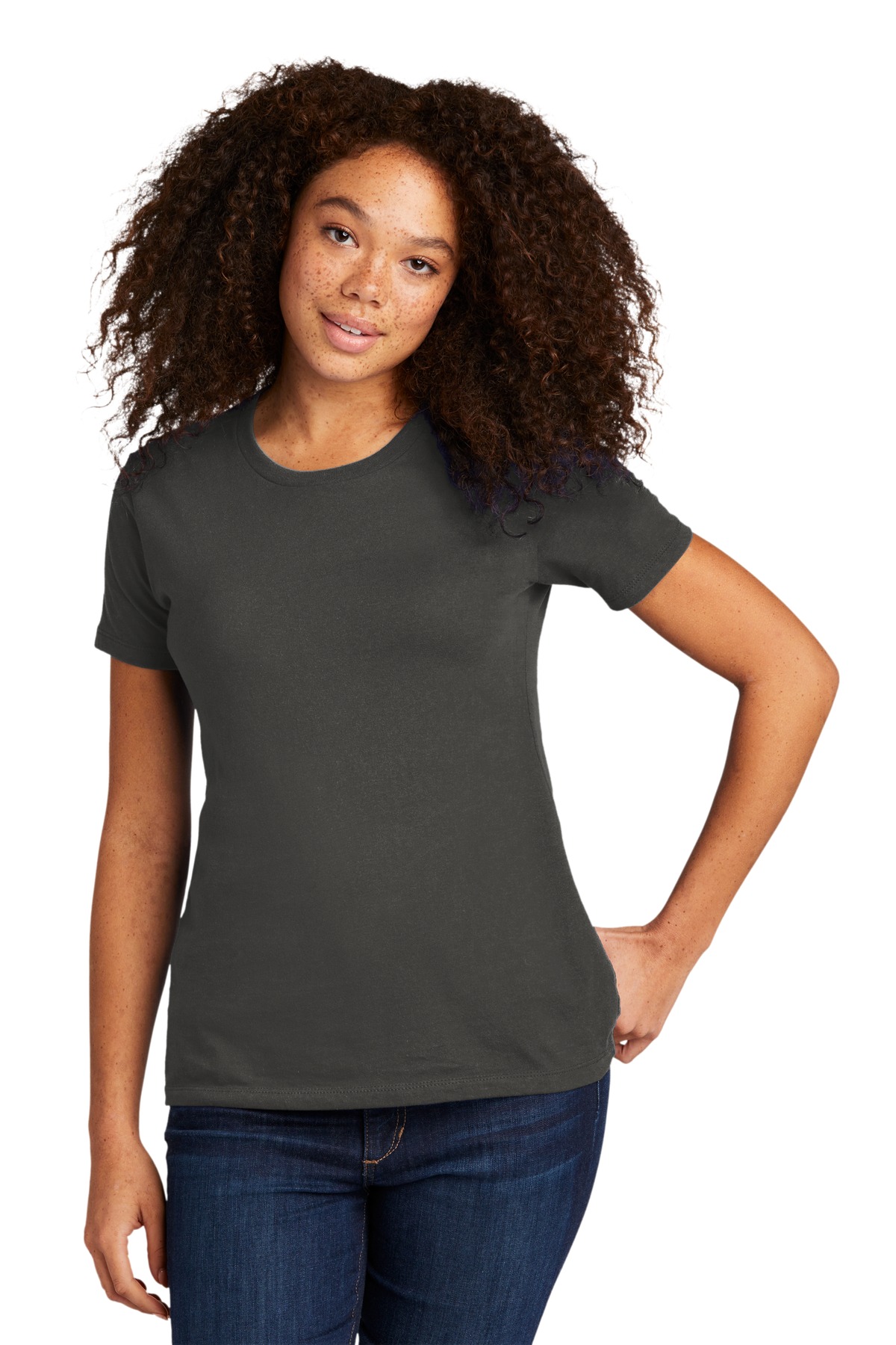 Next Level N3900 Women's Women’s Cotton T-Shirt in Heavy Metal size Small | combed ringspun cotton fine jersey 3900, NL3900