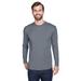 UltraClub 8422 Athletic Adult Cool & Dry Sport Long-Sleeve Performance Interlock T-Shirt in Charcoal size 3XL | Polyester