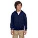 Gildan G186B Youth Heavy Blend Full-Zip Hooded Sweatshirt in Navy Blue size XS | Fleece G18600B, 18600B