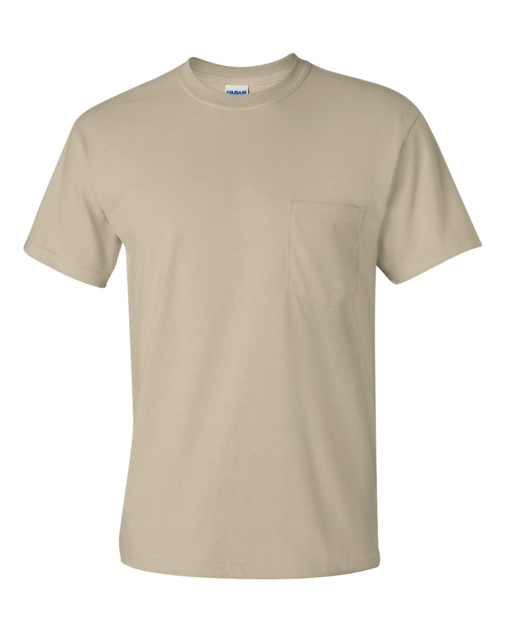 Gildan G230 Ultra Cotton T-Shirt with Pocket in Sand size Large 2300, G2300