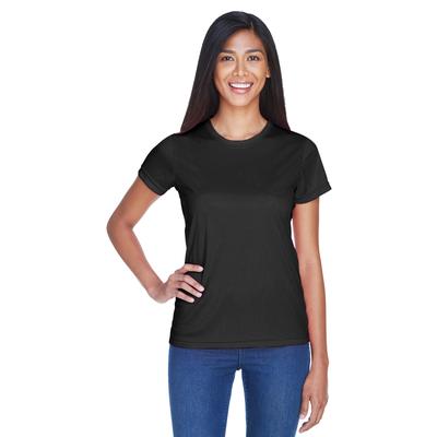 UltraClub 8420L Athletic Women's Cool & Dry Sport Performance Interlock T-Shirt in Black size Small | Polyester