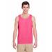 Gildan G520 Heavy Cotton Tank Top in Safety Pink size Large 5200, G5200