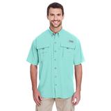 Columbia 7047 Men's Bahama II Short-Sleeve Shirt in Gulf Stream size Medium | Cotton/Nylon Blend 101165