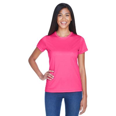 UltraClub 8420L Athletic Women's Cool & Dry Sport Performance Interlock T-Shirt in Heliconia size Medium | Polyester