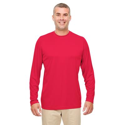 UltraClub 8622 Men's Cool & Dry Performance Long-Sleeve Top in Red size XL | Polyester