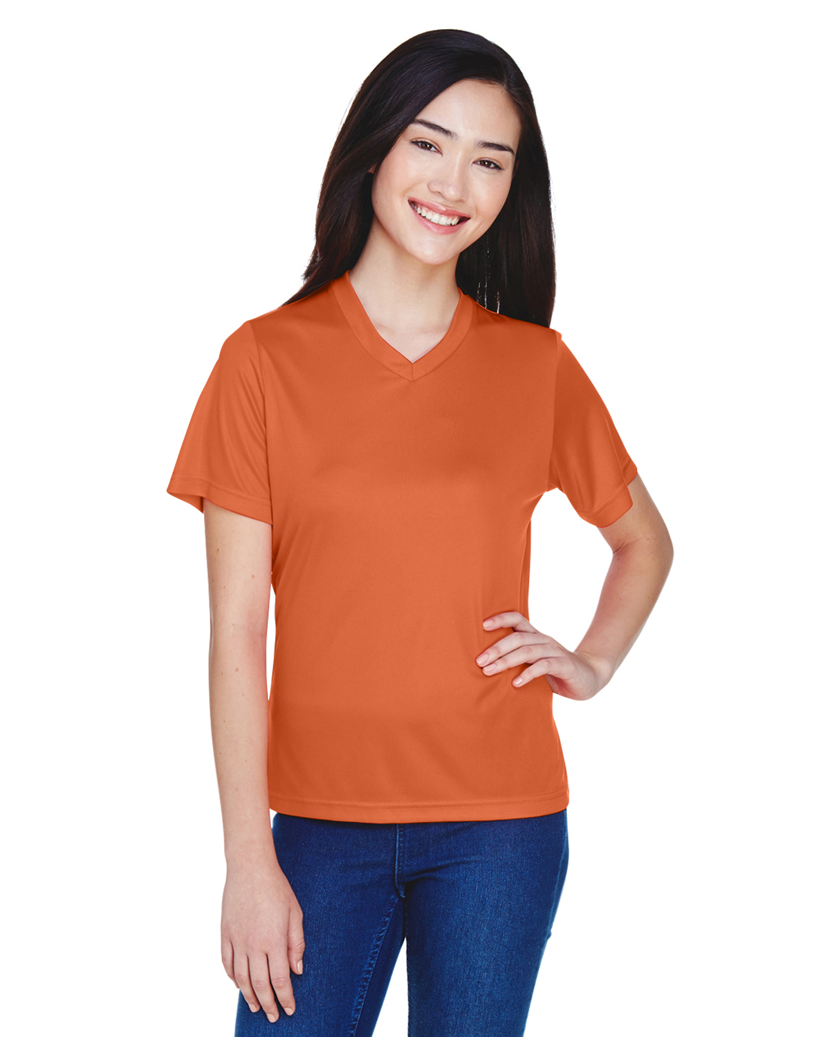 Team 365 TT11W Athletic Women's Zone Performance T-Shirt in Sport Burnt Orange size Large | Polyester