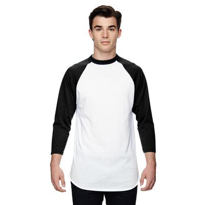Augusta Sportswear AG4420 Athletic Baseball 3/4 Sleeve Top 2.0 in White/Black size Small | Cotton Polyester 4420