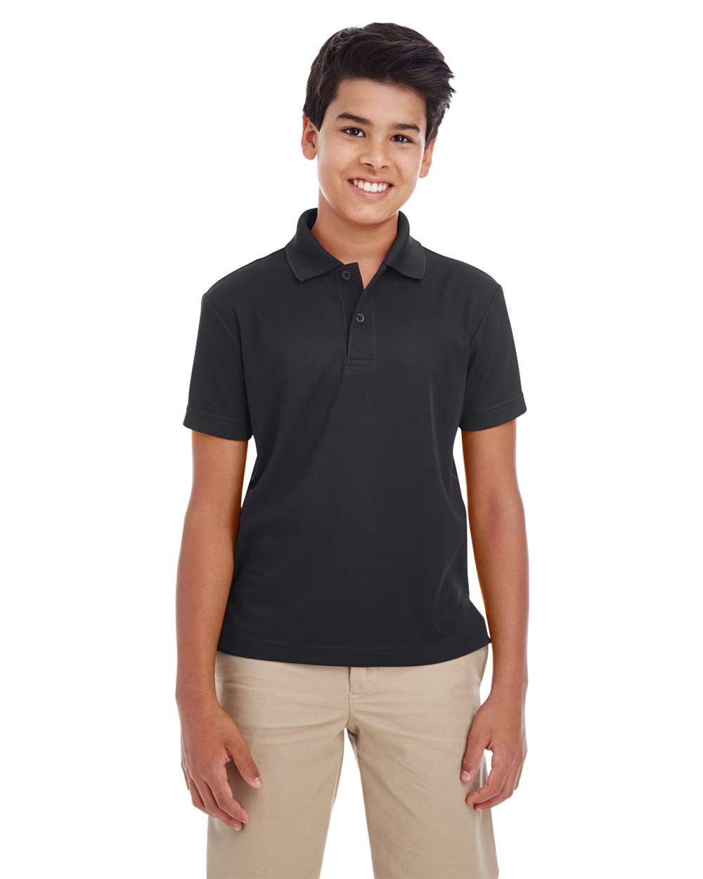 CORE365 88181Y Youth Origin Performance Piqué Polo Shirt in Black | Polyester