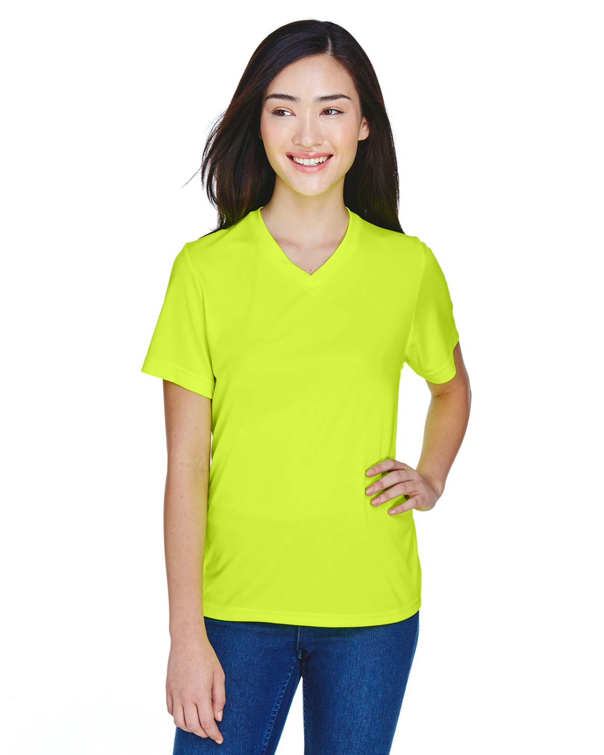 Team 365 TT11W Athletic Women's Zone Performance T-Shirt in Safety Yellow size 2XL | Polyester
