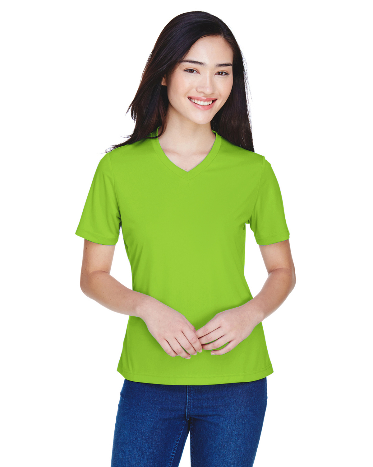 Team 365 TT11W Athletic Women's Zone Performance T-Shirt in Acid Green size Large | Polyester