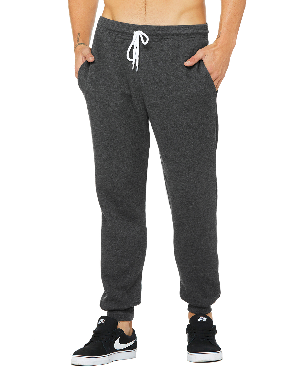 Bella + Canvas 3727 Jogger Sweatpant in Dark Grey Heather size Medium | Polyester Blend B3727, BC3727
