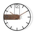 Funtabee 50cm Metal Wooden Clock, Silent Non-ticking, Decorative Metal Clock with Stylish Wooden Pointers, Great for living room, kitchen, dining-room, hallway, bedroom