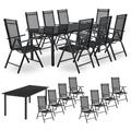 Aluminium Gartengarnitur Milano - Gartenmöbel Set mit Tisch und 8 Stühlen – Dunkel-Grau mit