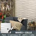 Wallart - Panneau Mural 3d Mur 3D Waves 3m² + Colle