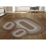 Country Braid Collection 3pc Set Stain Resistant Reversible Indoor Oval Area Rug by Better Trends in Straw Stripe