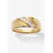 Men's Big & Tall Men's .50 TCW Cubic Zirconia Diagonal Ring in Gold-Plated Sterling Silver by PalmBeach Jewelry in Gold (Size 11)