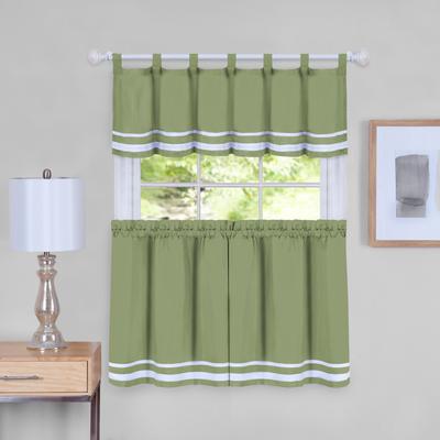 Wide Width Dakota Window Curtain Tier Pair and Valance Set by Achim Home Décor in Green (Size 58" W 24" L)