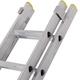 3m – 5m Aluminium Double Section Extension Ladders & Stabiliser Bar Feet –22 Rung- Lightweight Metal Construction – Non-Slip Feet & Treads – Ribbed ‘D’ Rungs – Twin/Dual Adjustable Height Ladder