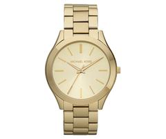 Michael Kors Unisex Slim Runway Gold-Tone Stainless Steel Bracelet Watch 42mm MK3179 - Gold/Gold