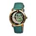 Bertha Ashley MOP Leather-Band Ladies Watch - Gold/Teal