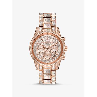 Michael Kors Ritz Pave Rose Gold-Tone Watch ONE SIZE