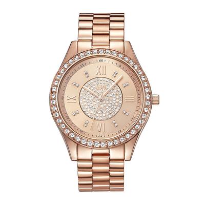 JBW Mondrian Womens Diamond- and Crystal-Accent Rose-Tone Stainless Steel Bracelet Watch J6303C