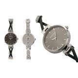 Bertha Women's Watches Amanda Collection Charcoal Dial, Silver Case, Silver Band screenshot. Watches directory of Jewelry.