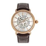 Heritor Mattias Automatic Semi Skeleton Dial Brown Leather Rose Gold Men's Watch with Date Indicator screenshot. Watches directory of Jewelry.