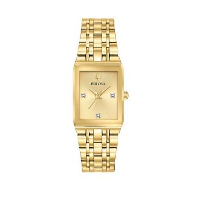 Bulova Gold Women's Futuro Diamond Accent Gold Tone Stainless Steel Bracelet Watch