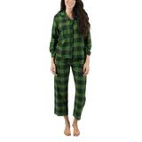 Leveret Women's Sleep Bottoms - Green & Black Plaid Flannel Pajama Set - Women screenshot. Pajamas directory of Lingerie.